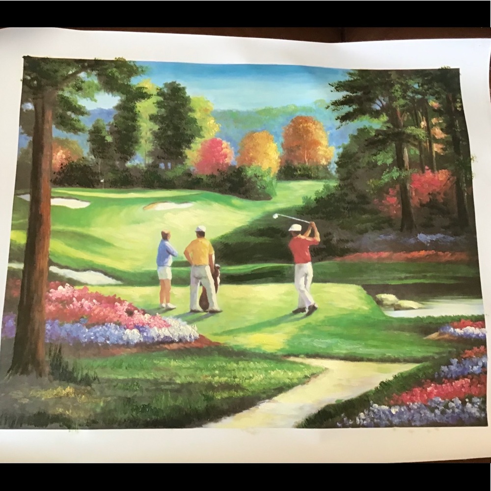 Hand-painted Tropical golf painting